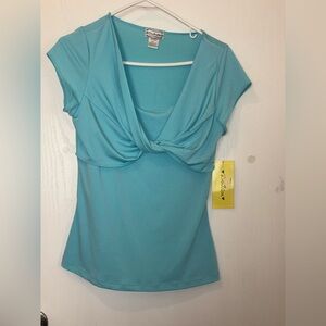 NWT SOULMATES BLUE TOP WITH A DRAPED TWISTED FRONT DETAILING